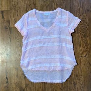 Pink linen striped blouse